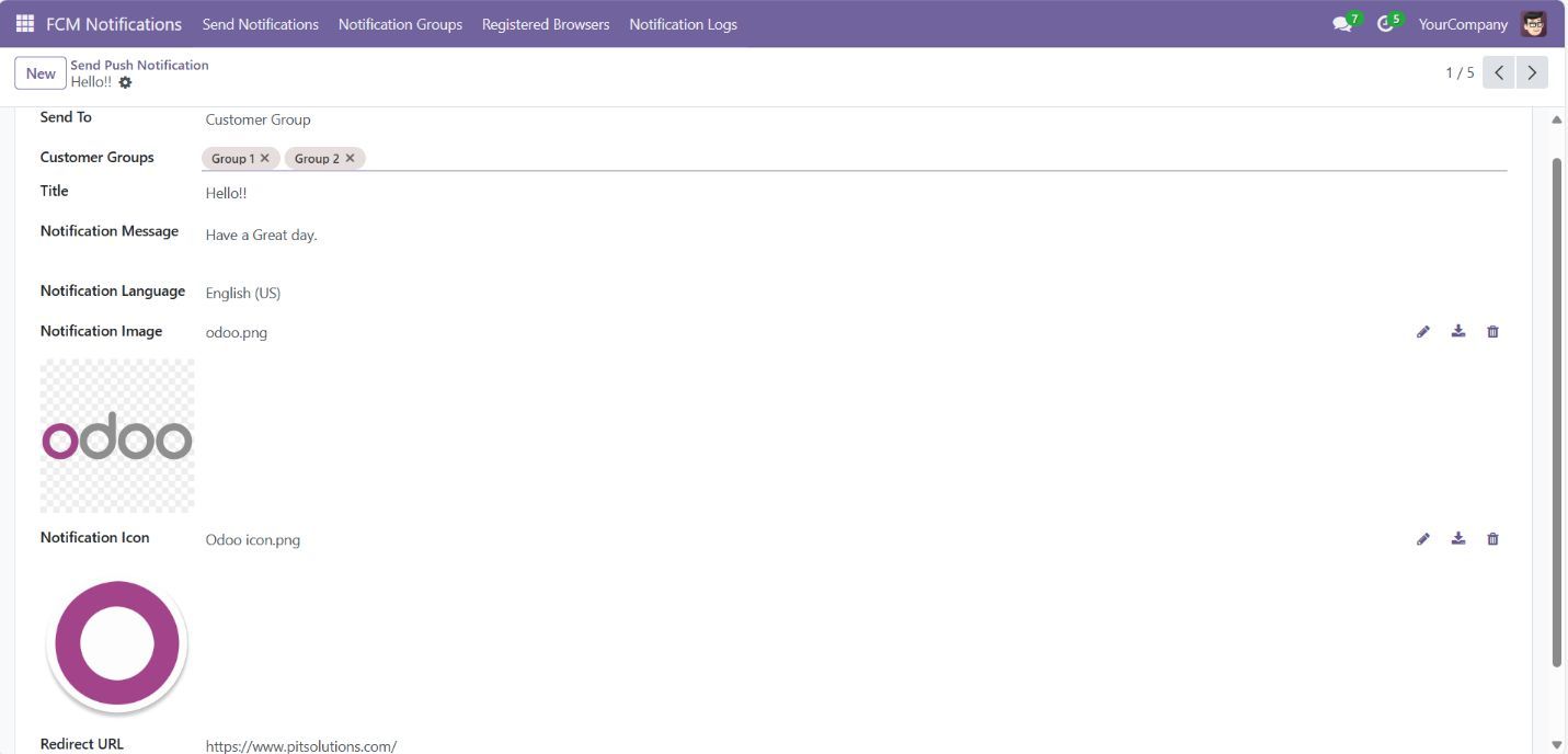 Odoo PITS Firebase Cloud Messaging Notification