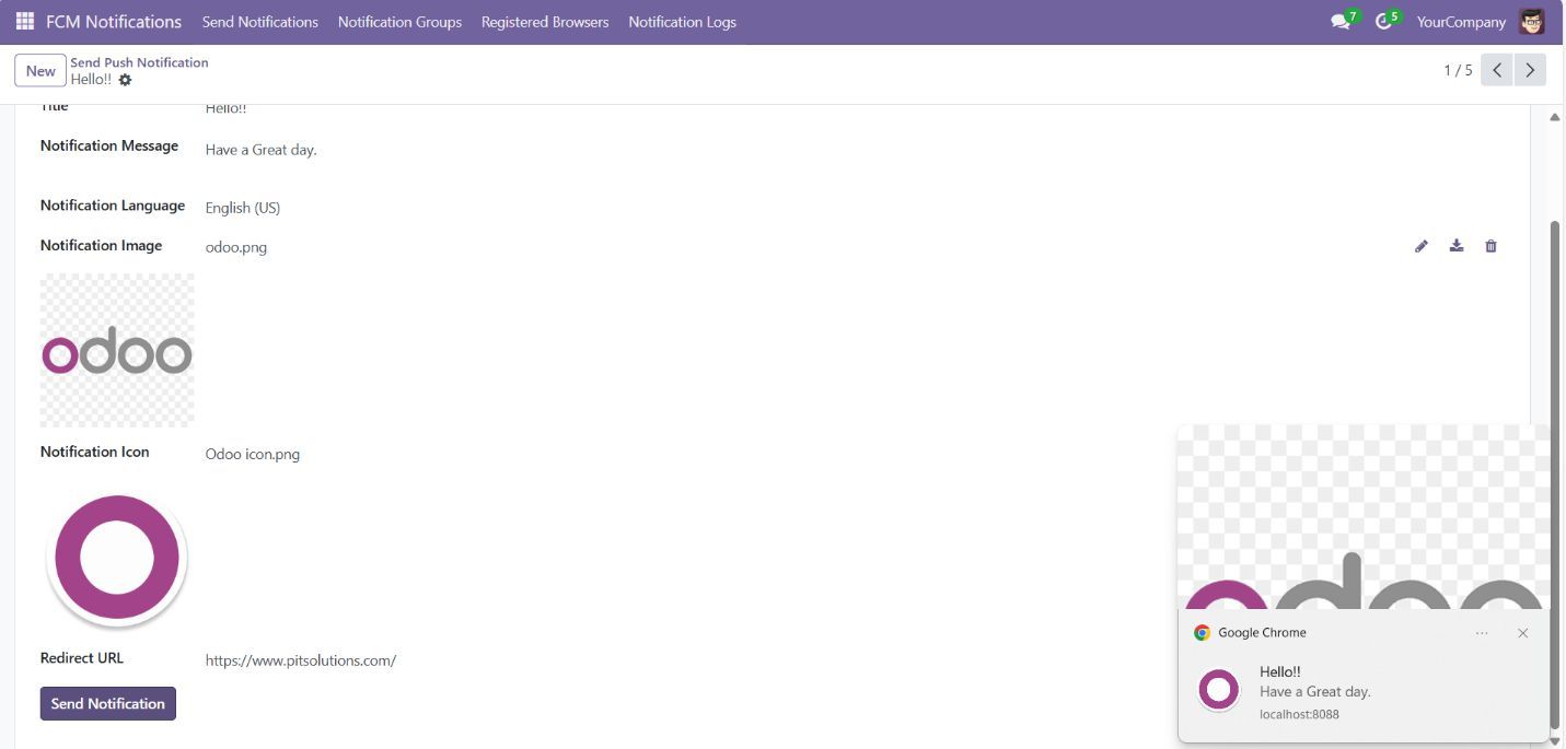 Odoo PITS Firebase Cloud Messaging Notification