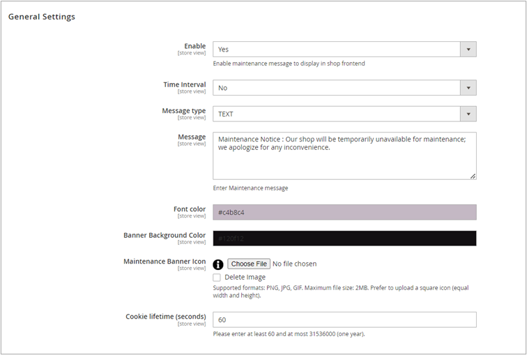 Magento 2 Wartungsmeldung Banner