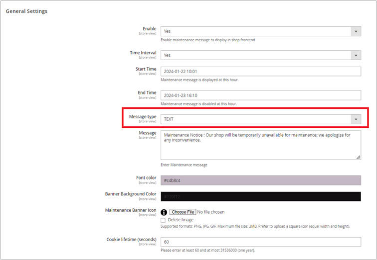 Magento 2 Wartungsmeldung Banner