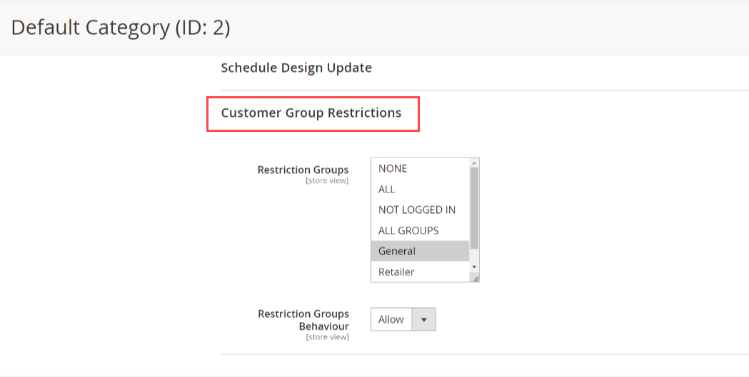 Category Restriction based on Customer Group Extension for Magento 2 