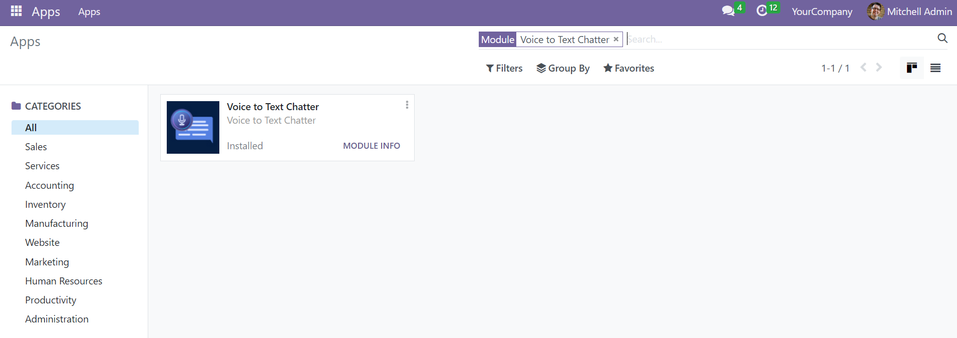 Odoo Voice to Text Chatter
