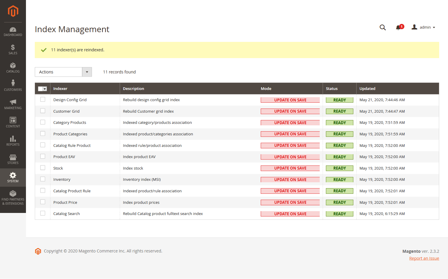 Magento 2 Reindex im Backend