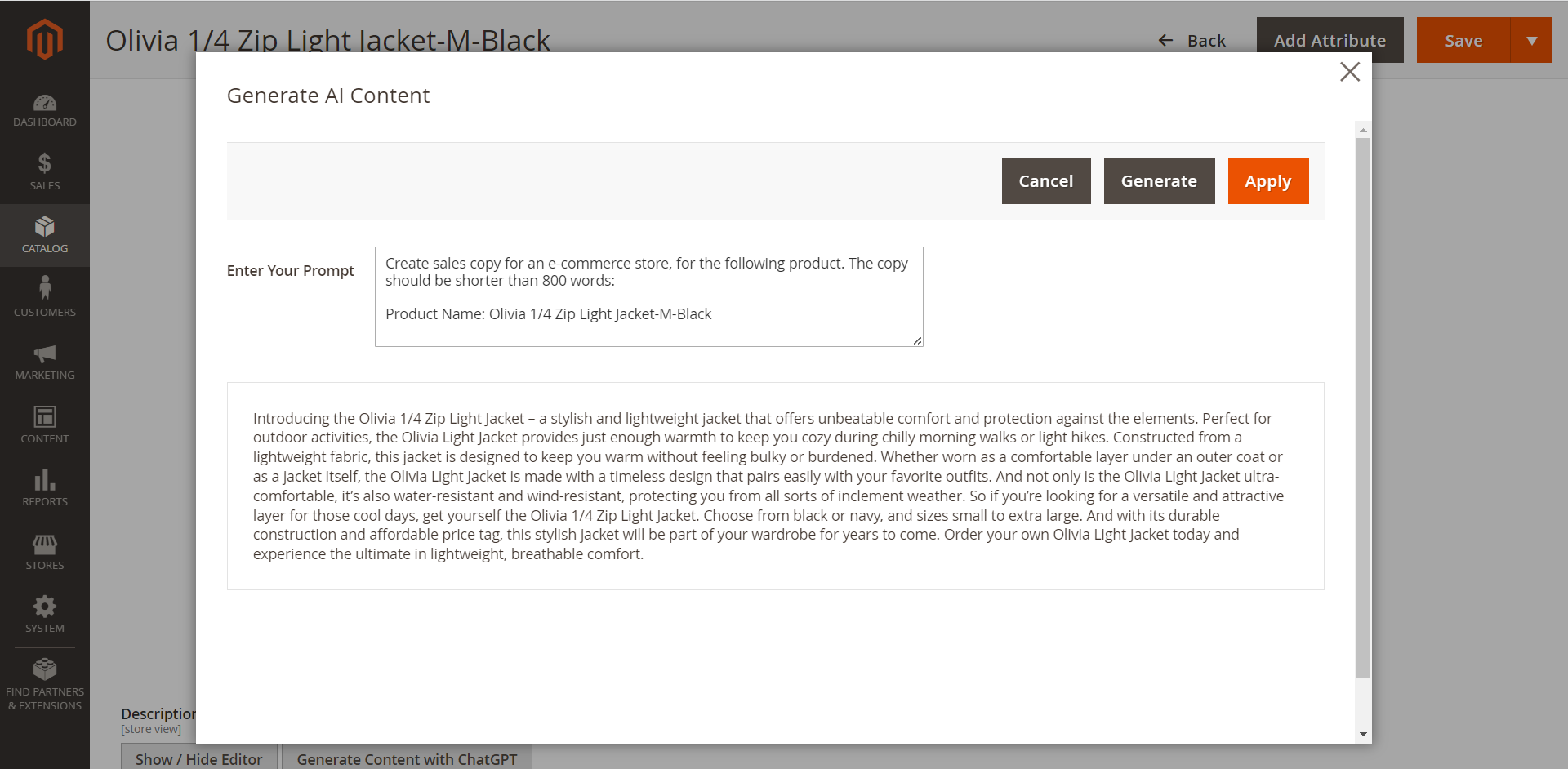 ChatGPT AI Product Content Generator for Magento 2