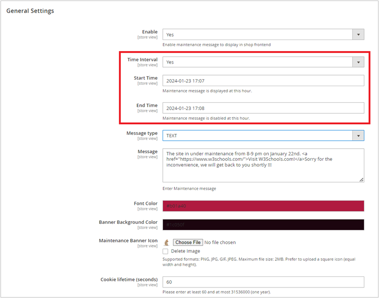 Magento 2 Wartungsmeldung Banner