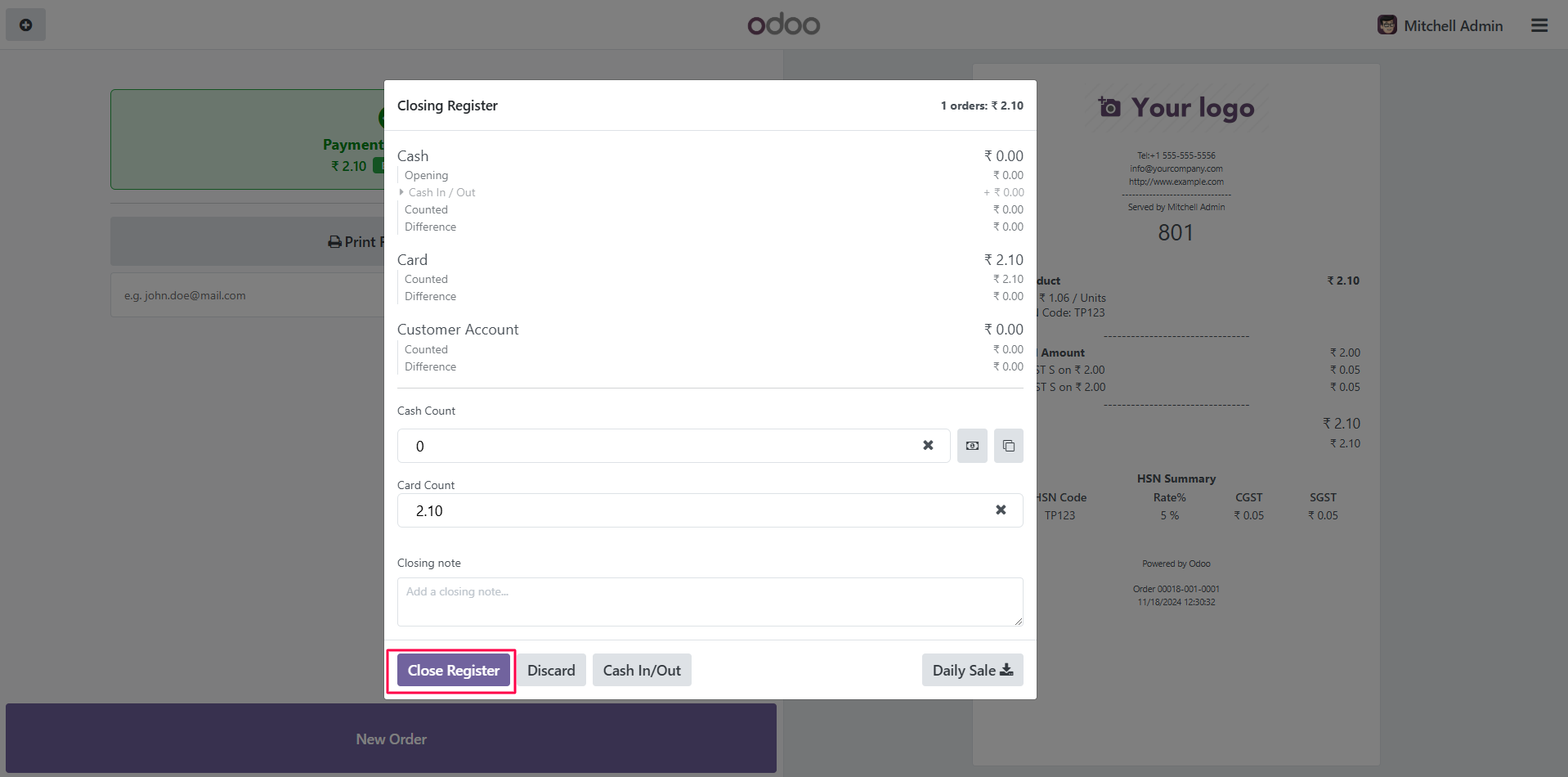 Odoo Van Sales POS