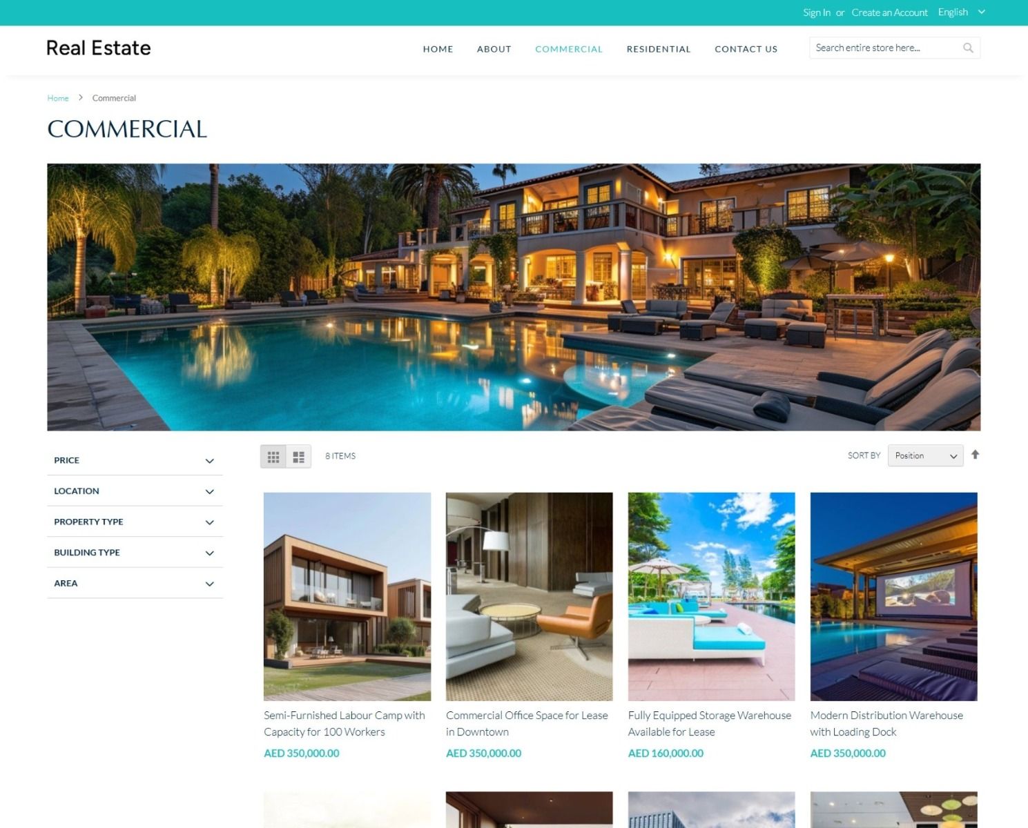 real estate web solutions listing page