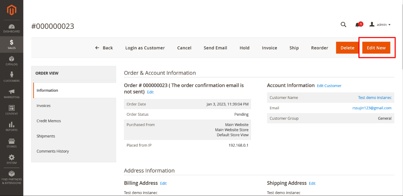 Edit Order for Magento2