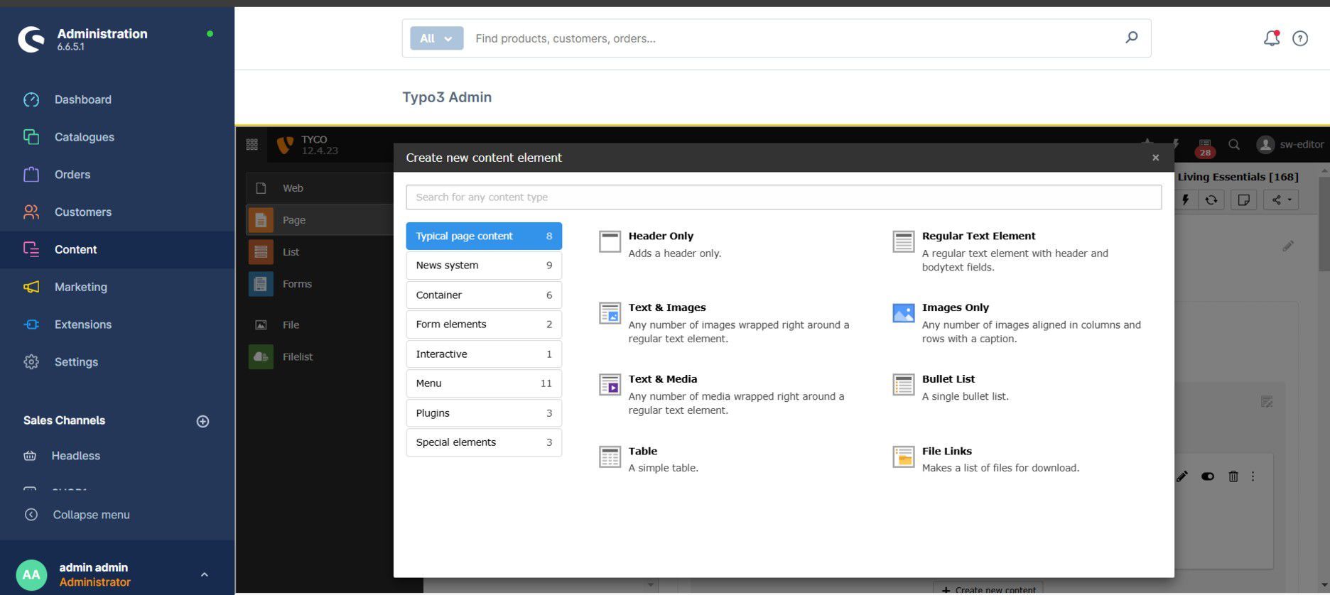 Shopware-TYPO3 Verbindung