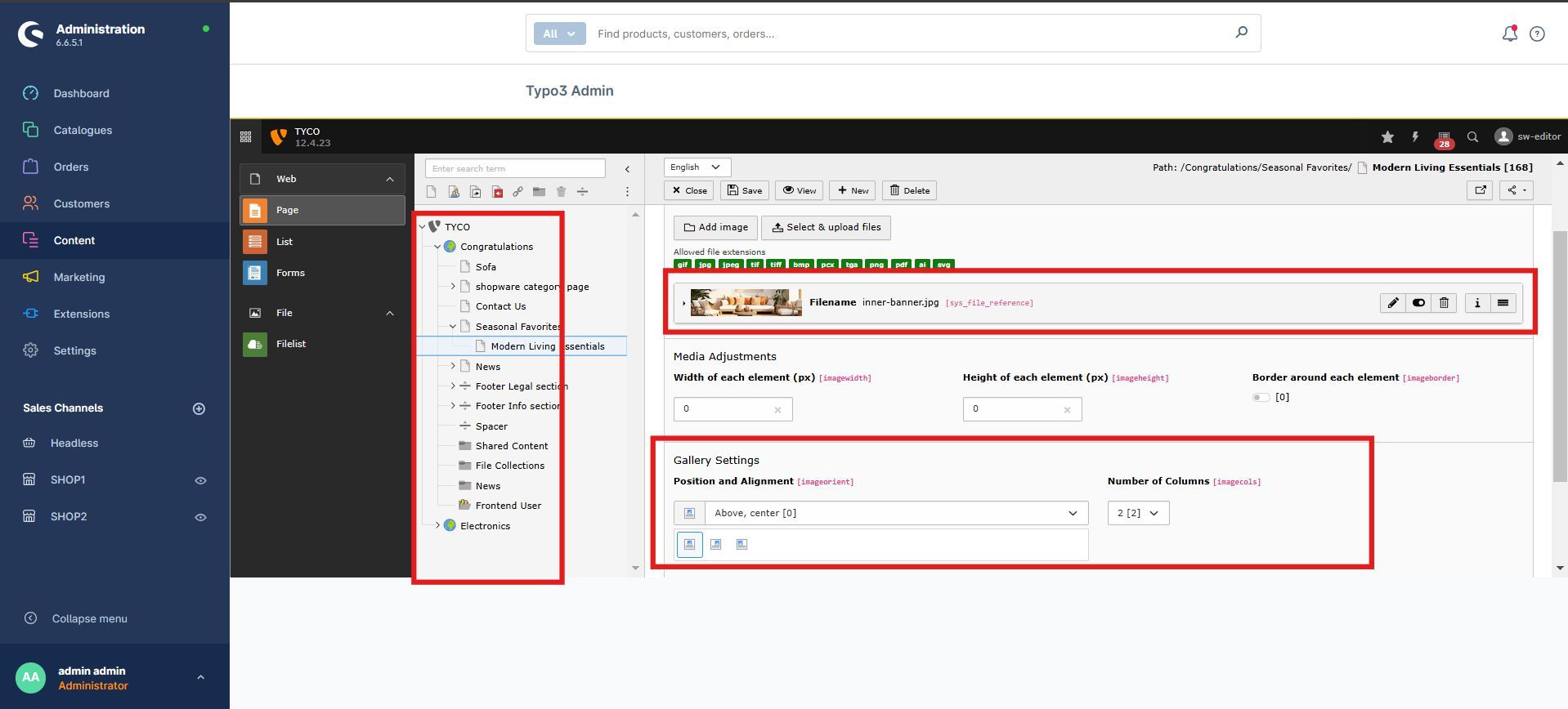 Shopware-TYPO3 Verbindung