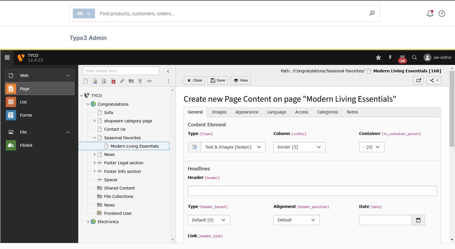 Shopware-TYPO3 Verbindung