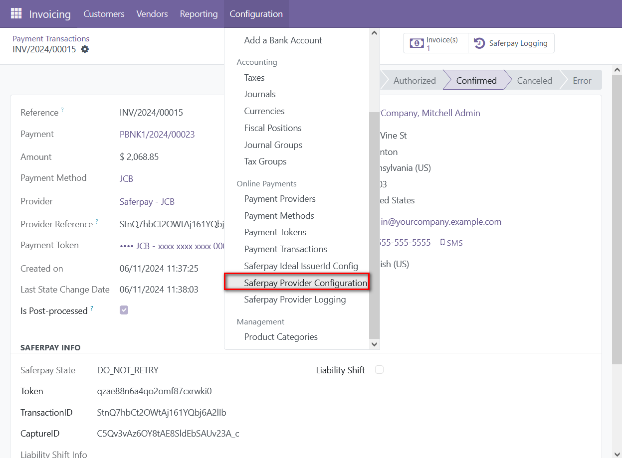 Odoo Saferpay Payment Provider Plugin