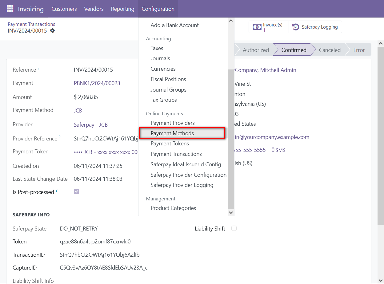 Odoo Saferpay Payment Provider Plugin
