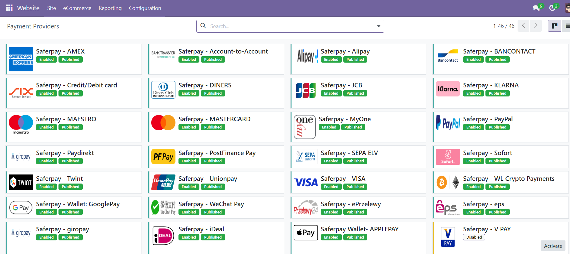 Odoo Saferpay Payment Provider Plugin