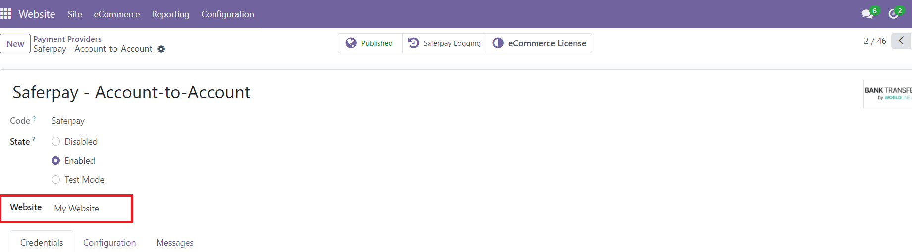 Odoo Saferpay Payment Provider Plugin