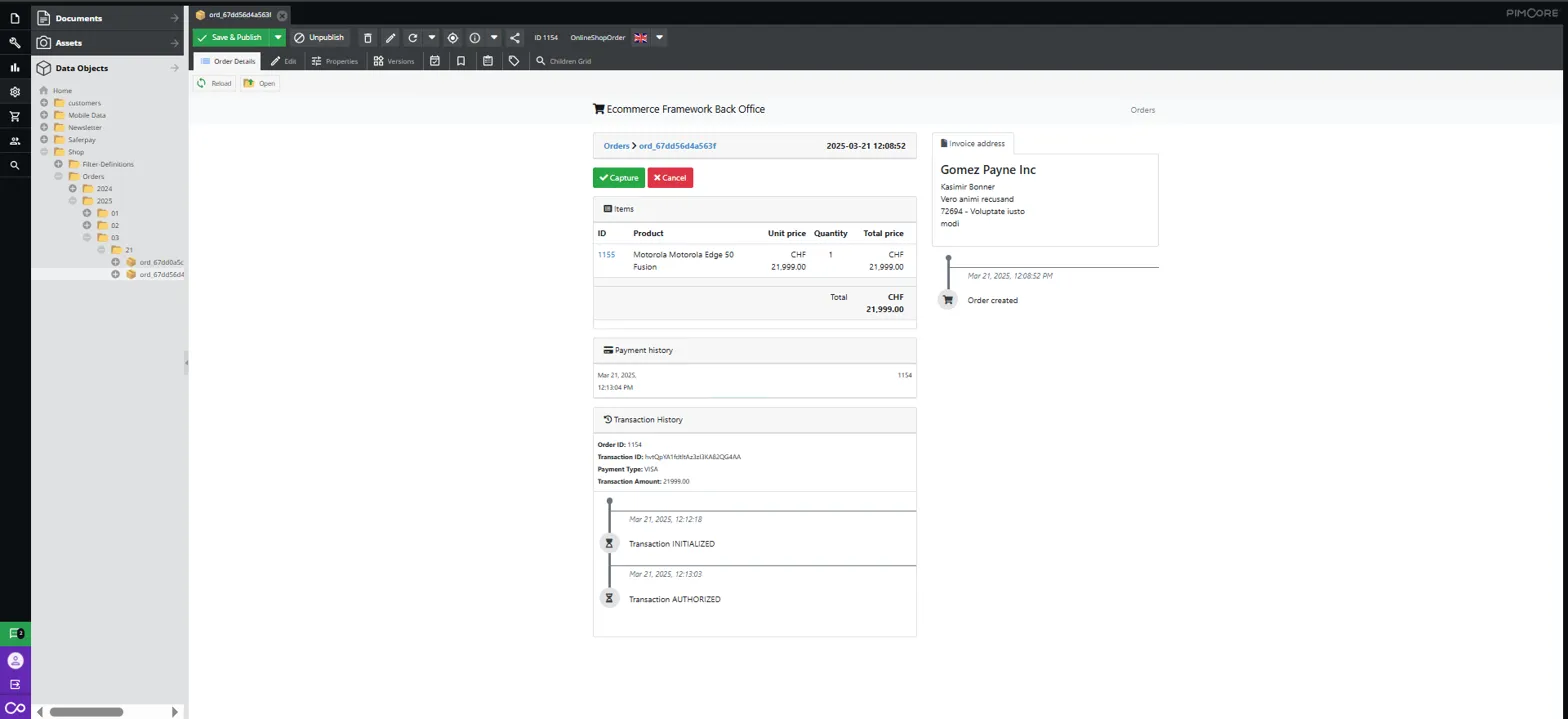 Pimcore Saferpay Zahlungsanbieter