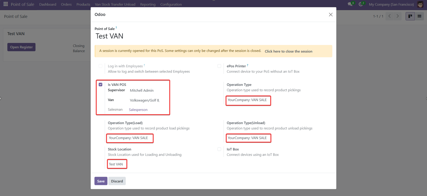 Odoo Van Sales POS