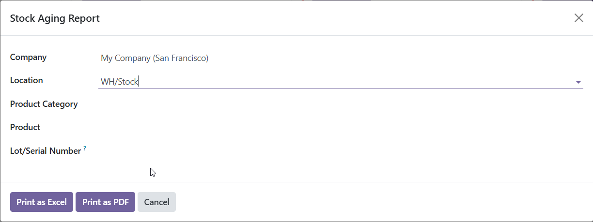 Odoo Inventory Report