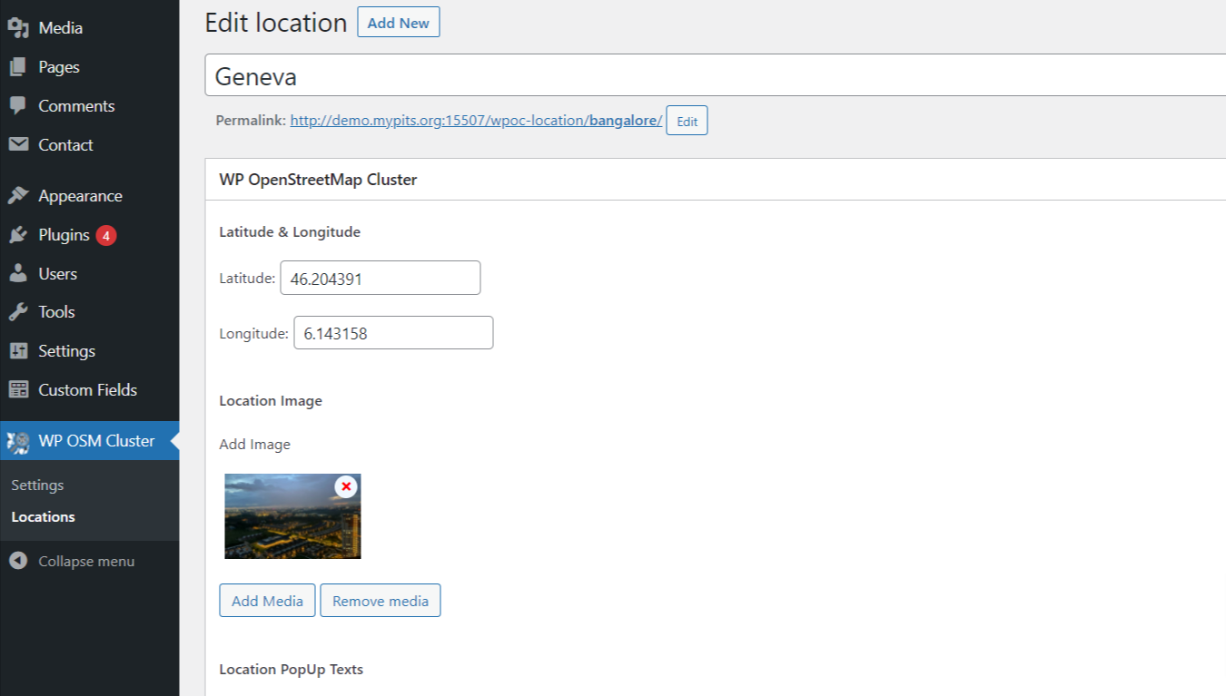 WP OpenStreetMap Cluster