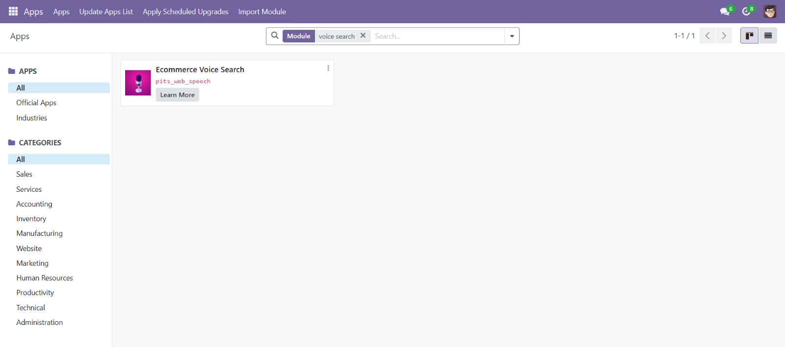Odoo Ecommerce Voice Search
