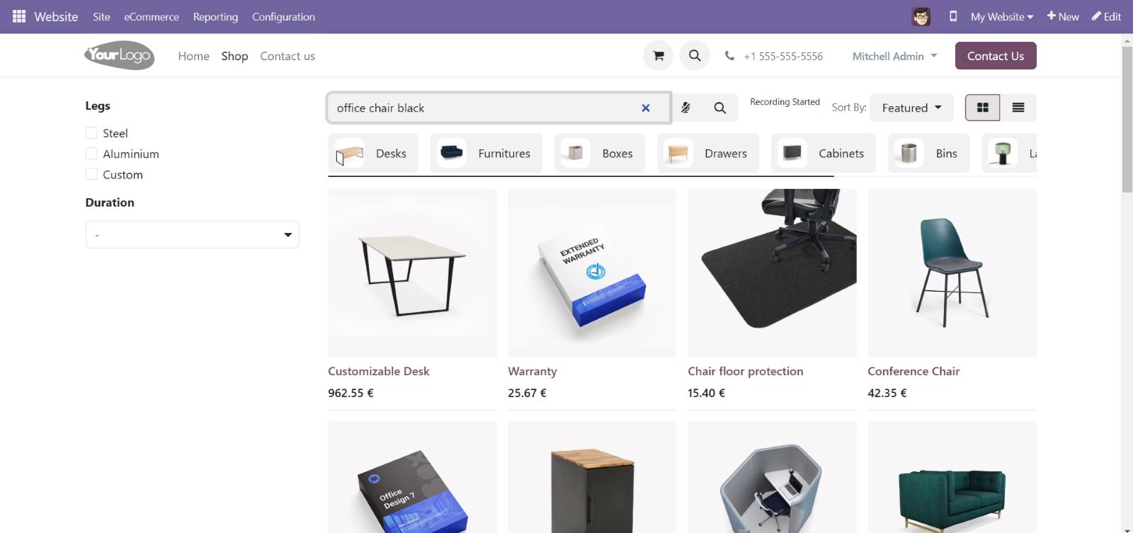 Odoo Ecommerce Voice Search