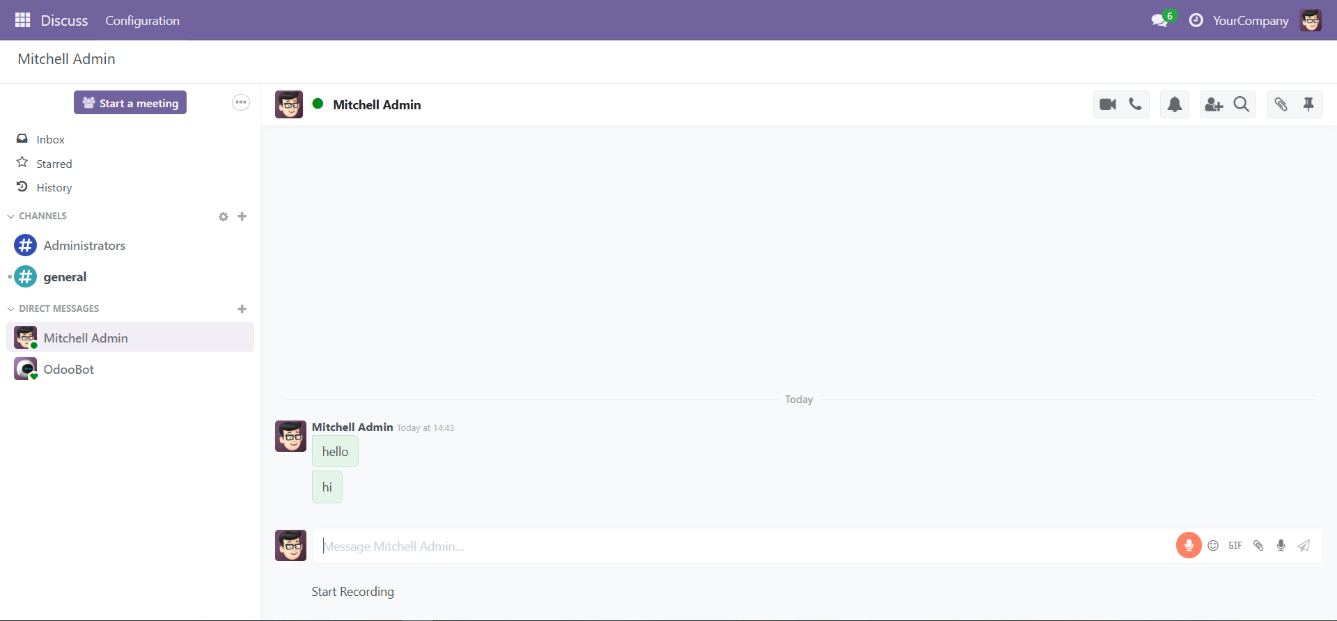 Odoo Voice to Text Chatter