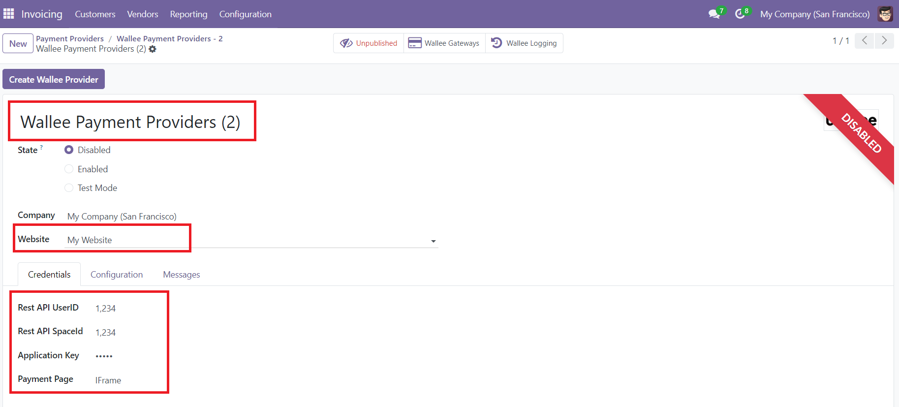 Odoo wallee Payment Provider