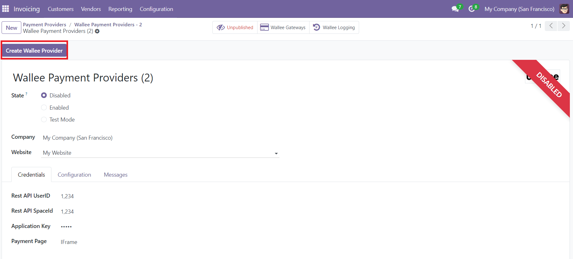 Odoo wallee Payment Provider
