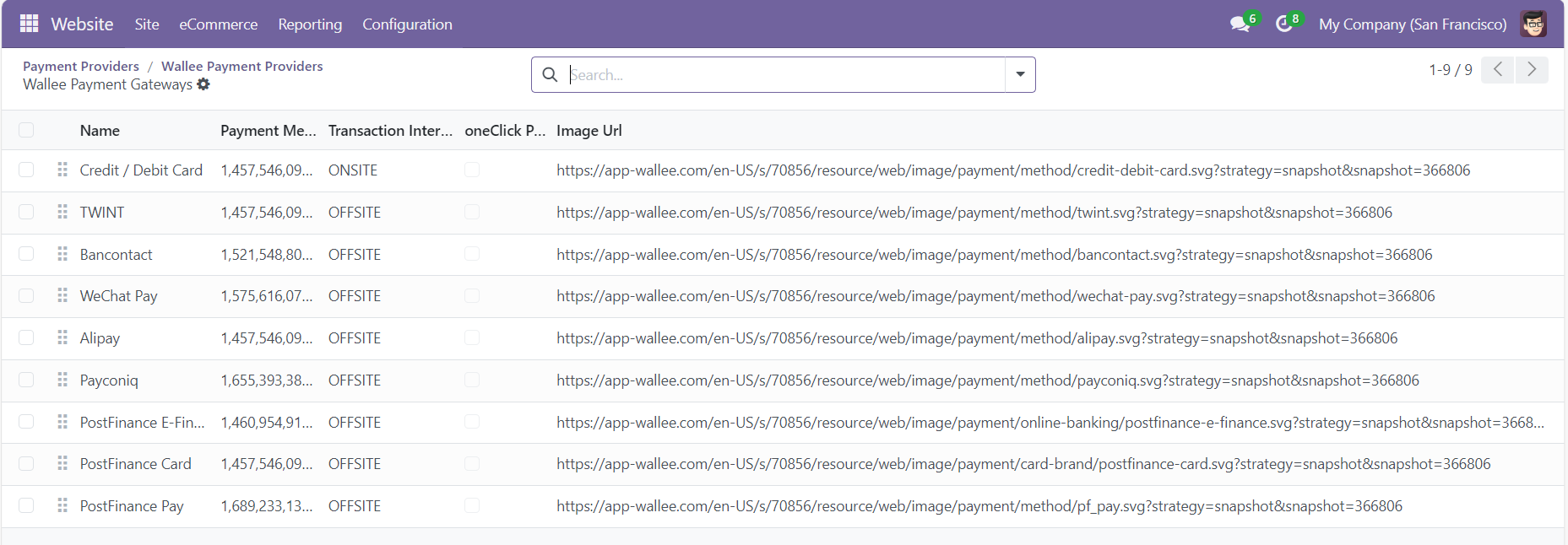Odoo wallee Payment Provider