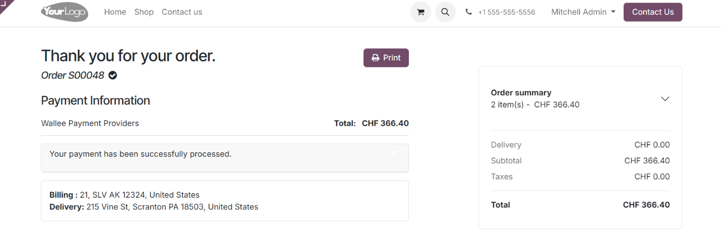 Odoo wallee Payment Provider