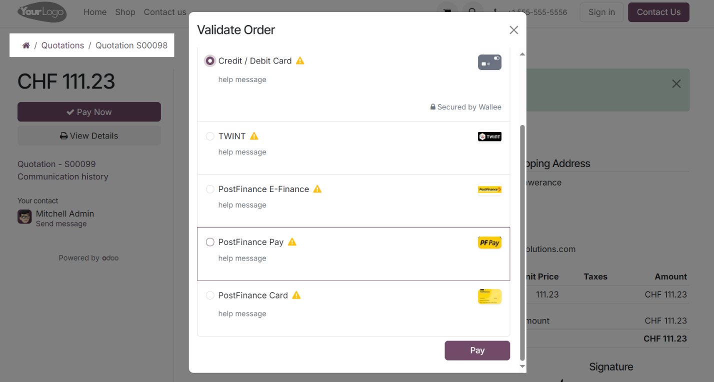 Odoo wallee Payment Provider