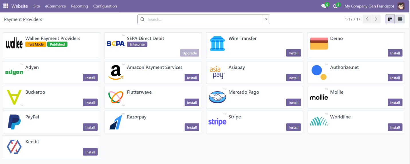 Odoo wallee Payment Provider