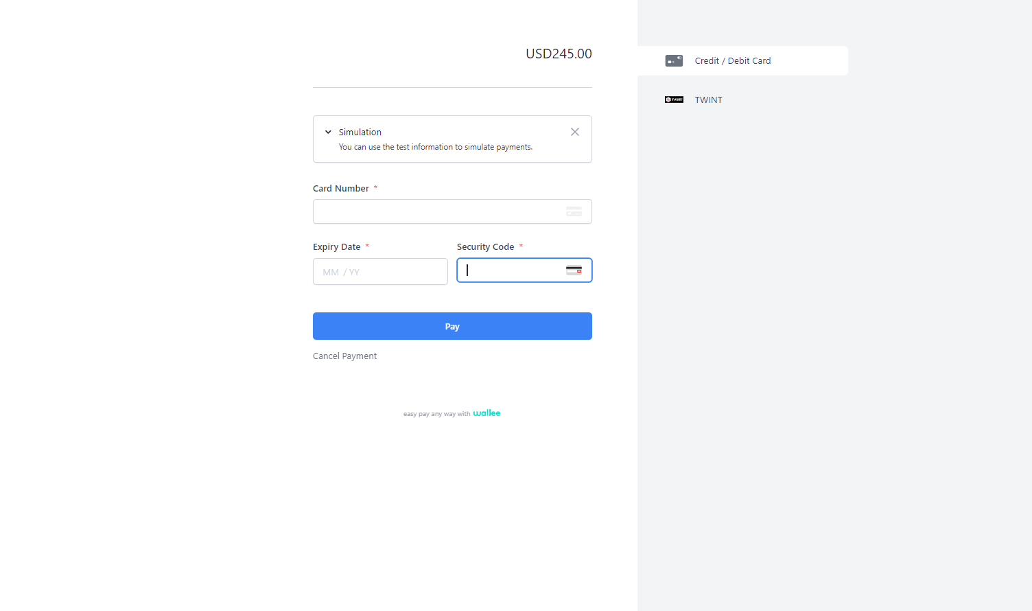 wallee Payment Gateway for nopCommerce