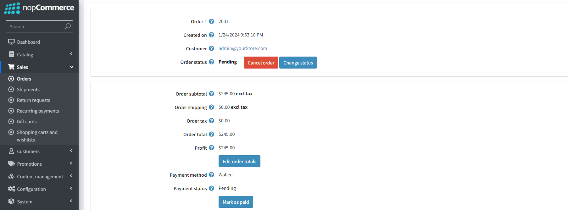 wallee Payment Gateway for nopCommerce